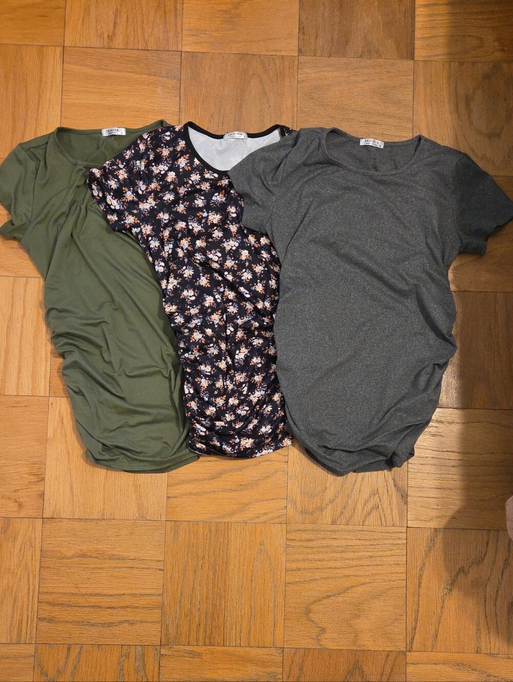 Women’s Short Sleeve Tee - Olive, Floral, and Charcoal Pack-Maternity